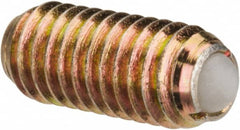 Vlier - M6x1.0, 3.5mm Ball Diam, 14mm Body Length, 1mm Max Ball Reach, Threaded Ball Plunger - Steel Body, Nylon Ball, 6.29 Lb Initial End Force, 9 Lb Final End Force - Exact Tooling