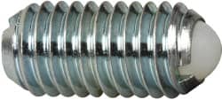 Vlier - M8x1.25, 5mm Ball Diam, 16mm Body Length, 1.5mm Max Ball Reach, Threaded Ball Plunger - Steel Body, Nylon Ball, 1.12 Lb Initial End Force, 2.25 Lb Final End Force, Locking Element - Exact Tooling