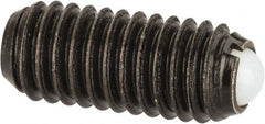 Vlier - M6x1.0, 3.5mm Ball Diam, 14mm Body Length, 1mm Max Ball Reach, Threaded Ball Plunger - Steel Body, Nylon Ball, 2.02 Lb Initial End Force, 2.92 Lb Final End Force - Exact Tooling