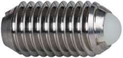 Vlier - M10x1.5, 6mm Ball Diam, 19mm Body Length, 2.01mm Max Ball Reach, Threaded Ball Plunger - Stainless Steel Body, Nylon Ball, 1.8 Lb Initial End Force, 3.37 Lb Final End Force - Exact Tooling