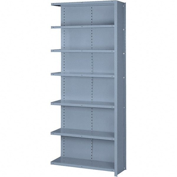 Lyon - 7 Shelf, 900 Lb. Capacity, Closed Shelving Add-On Unit - 36 Inch Wide x 18 Inch Deep x 84 Inch High, Gray - Exact Tooling