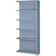 Lyon - 6 Shelf, 1,300 Lb. Capacity, Closed Shelving Add-On Unit - 36 Inch Wide x 24 Inch Deep x 84 Inch High, Gray - Exact Tooling