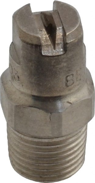 Bete Fog Nozzle - 1/8" Pipe, 65° Spray Angle, Grade 303 Stainless Steel, Standard Fan Nozzle - Male Connection, 0.79 Gal per min at 100 psi, 0.057" Orifice Diam - Exact Tooling