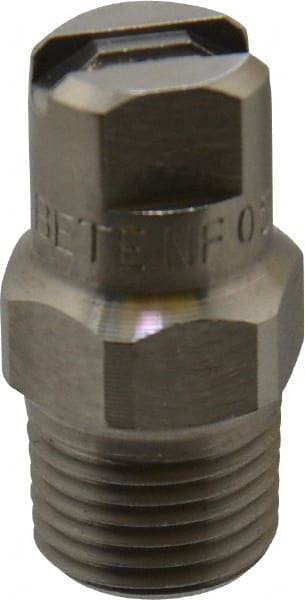 Bete Fog Nozzle - 1/8" Pipe, 90° Spray Angle, Grade 303 Stainless Steel, Standard Fan Nozzle - Male Connection, 0.79 Gal per min at 100 psi, 0.057" Orifice Diam - Exact Tooling