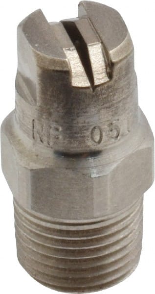Bete Fog Nozzle - 1/8" Pipe, 120° Spray Angle, Grade 303 Stainless Steel, Standard Fan Nozzle - Male Connection, 0.79 Gal per min at 100 psi, 0.057" Orifice Diam - Exact Tooling