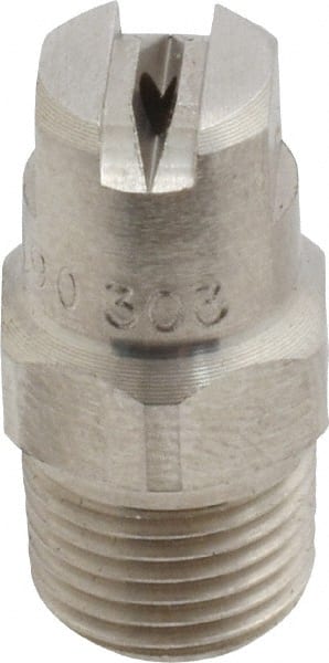 Bete Fog Nozzle - 1/8" Pipe, 90° Spray Angle, Grade 303 Stainless Steel, Standard Fan Nozzle - Male Connection, 1.26 Gal per min at 100 psi, 0.072" Orifice Diam - Exact Tooling