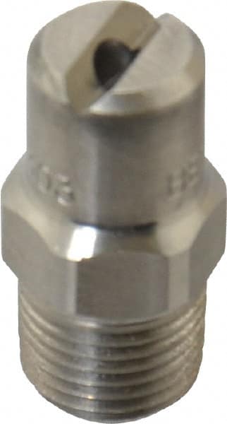 Bete Fog Nozzle - 1/8" Pipe, 65° Spray Angle, Grade 303 Stainless Steel, Standard Fan Nozzle - Male Connection, 3.16 Gal per min at 100 psi, 0.109" Orifice Diam - Exact Tooling
