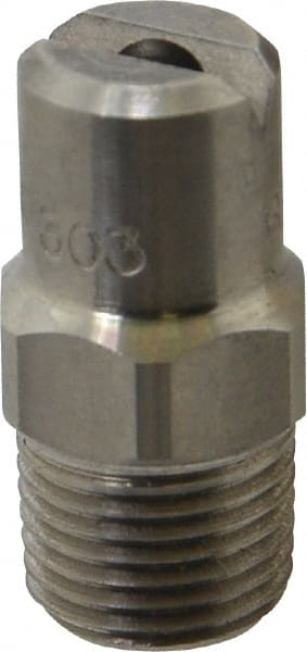 Bete Fog Nozzle - 1/8" Pipe, 90° Spray Angle, Grade 303 Stainless Steel, Standard Fan Nozzle - Male Connection, 4.74 Gal per min at 100 psi, 0.141" Orifice Diam - Exact Tooling