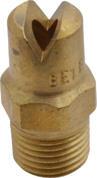 Bete Fog Nozzle - 1/8" Pipe, 65° Spray Angle, Brass, Standard Fan Nozzle - Male Connection, 6.32 Gal per min at 100 psi, 5/32" Orifice Diam - Exact Tooling