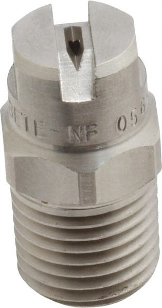 Bete Fog Nozzle - 1/4" Pipe, 65° Spray Angle, Grade 303 Stainless Steel, Standard Fan Nozzle - Male Connection, 0.79 Gal per min at 100 psi, 0.057" Orifice Diam - Exact Tooling