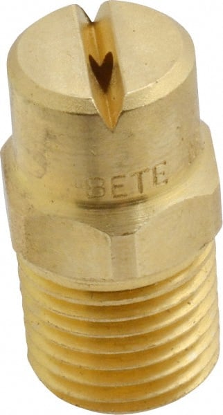 Bete Fog Nozzle - 1/4" Pipe, 90° Spray Angle, Brass, Standard Fan Nozzle - Male Connection, 2.37 Gal per min at 100 psi, 3/32" Orifice Diam - Exact Tooling