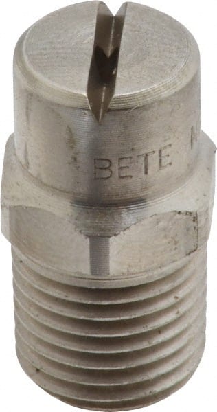 Bete Fog Nozzle - 1/4" Pipe, 90° Spray Angle, Grade 303 Stainless Steel, Standard Fan Nozzle - Male Connection, 2.37 Gal per min at 100 psi, 3/32" Orifice Diam - Exact Tooling