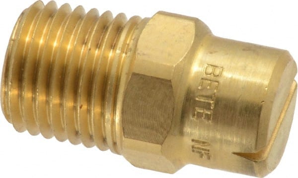 Bete Fog Nozzle - 1/4" Pipe, 120° Spray Angle, Brass, Standard Fan Nozzle - Male Connection, 2.37 Gal per min at 100 psi, 3/32" Orifice Diam - Exact Tooling