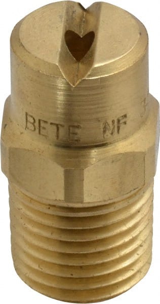 Bete Fog Nozzle - 1/4" Pipe, 65° Spray Angle, Brass, Standard Fan Nozzle - Male Connection, 4.74 Gal per min at 100 psi, 0.141" Orifice Diam - Exact Tooling