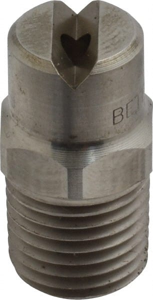 Bete Fog Nozzle - 1/4" Pipe, 65° Spray Angle, Grade 303 Stainless Steel, Standard Fan Nozzle - Male Connection, 4.74 Gal per min at 100 psi, 0.141" Orifice Diam - Exact Tooling