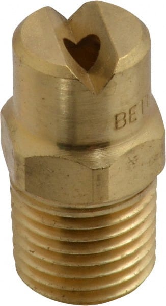 Bete Fog Nozzle - 1/4" Pipe, 65° Spray Angle, Brass, Standard Fan Nozzle - Male Connection, 6.32 Gal per min at 100 psi, 5/32" Orifice Diam - Exact Tooling