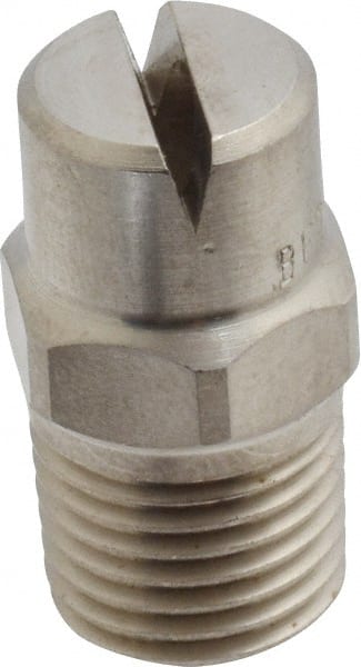 Bete Fog Nozzle - 1/4" Pipe, 120° Spray Angle, Grade 303 Stainless Steel, Standard Fan Nozzle - Male Connection, 6.32 Gal per min at 100 psi, 5/32" Orifice Diam - Exact Tooling