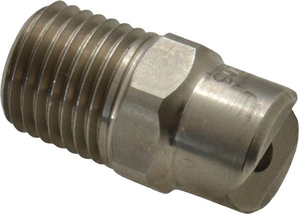 Bete Fog Nozzle - 1/4" Pipe, 30° Spray Angle, Grade 303 Stainless Steel, Standard Fan Nozzle - Male Connection, 7.91 Gal per min at 100 psi, 0.172" Orifice Diam - Exact Tooling