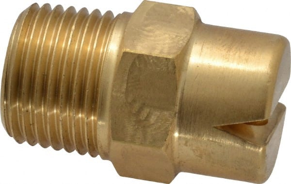 Bete Fog Nozzle - 1/2" Pipe, 120° Spray Angle, Brass, Standard Fan Nozzle - Male Connection, 15.8 Gal per min at 100 psi, 1/4" Orifice Diam - Exact Tooling