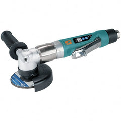 Dynabrade - 4" Wheel Diam, 12,000 RPM, Pneumatic Angle & Disc Grinder - 3/8-24 Spindle, 40 CFM, Rear Exhaust - Exact Tooling
