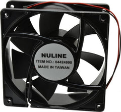 Value Collection - 24 Volts, DC, 145 CFM, Square Tube Axial Fan - 0.8 Amp Rating, 2,600 to 2,900 RPM, 4.7" High x 4.7" Wide x 1-1/2" Deep - Exact Tooling