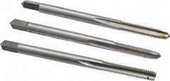 Interstate - #6-40 UNF, 3 Flute, Bottoming, Plug & Taper, Bright Finish, High Speed Steel Tap Set - Right Hand Cut, 2" OAL, 11/16" Thread Length - Exact Tooling
