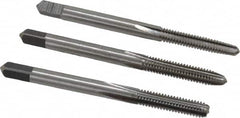 Interstate - #8-32 UNC, 4 Flute, Bottoming, Plug & Taper, Bright Finish, High Speed Steel Tap Set - Right Hand Cut, 2-1/8" OAL, 3/4" Thread Length - Exact Tooling