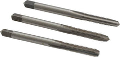 Interstate - #10-32 UNF, 4 Flute, Bottoming, Plug & Taper, Bright Finish, High Speed Steel Tap Set - Right Hand Cut, 2-3/8" OAL, 7/8" Thread Length - Exact Tooling