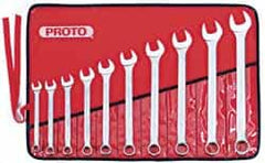 Proto - 10 Piece, 7/16 to 1", Combination Wrench Set - Inch System of Measurement, Satin Finish, Comes in Nylon Roll - Exact Tooling