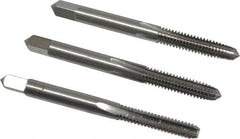 Interstate - #12-24 UNC, 4 Flute, Bottoming, Plug & Taper, Bright Finish, High Speed Steel Tap Set - Right Hand Cut, 2-3/8" OAL, 15/16" Thread Length - Exact Tooling
