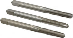Interstate - #12-28 UNF, 4 Flute, Bottoming, Plug & Taper, Bright Finish, High Speed Steel Tap Set - 2-3/8" OAL, 15/16" Thread Length - Exact Tooling