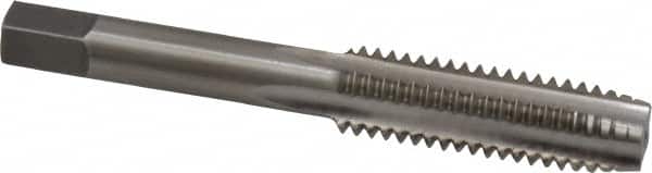 Interstate - 7/16-14 UNC 4 Flute Bright Finish High Speed Steel Straight Flute Standard Hand Tap - Plug, Right Hand Thread, 3-5/32" OAL, 1-7/16" Thread Length, H1 Limit, Oversize - Exact Tooling