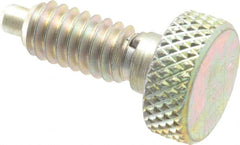 Gibraltar - 1/4-20, 1/2" Thread Length, 0.123" Max Plunger Diam, 1 Lb Init to 4 Lb Final End Force, Knob Handle Plunger - Knurled Knob, 0.79" Body Length, 1/2" Length Under Head/Shoulder, 1/8" Plunger Projection - Exact Tooling
