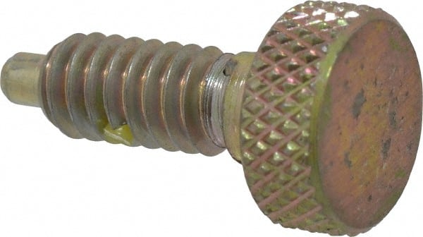 Gibraltar - 1/4-20, 1/2" Thread Length, 0.123" Max Plunger Diam, 1 Lb Init to 4 Lb Final End Force, Knob Handle Plunger - Knurled Knob, 0.79" Body Length, 1/2" Length Under Head/Shoulder, 1/8" Plunger Projection - Exact Tooling