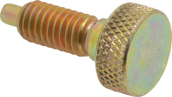 Gibraltar - 3/8-16, 3/4" Thread Length, 0.185" Max Plunger Diam, 1 Lb Init to 8 Lb Final End Force, Knob Handle Plunger - Knurled Knob, 0.94" Body Length, 3/4" Length Under Head/Shoulder, 0.218" Plunger Projection - Exact Tooling