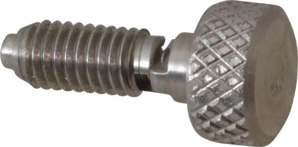 Gibraltar - 10-32, 0.4" Thread Length, 0.104" Max Plunger Diam, 0.5 Lb Init to 3 Lb Final End Force, Knob Handle Plunger - Knurled Knob, 0.46" Body Length, 0.4" Length Under Head/Shoulder, 3/32" Plunger Projection - Exact Tooling