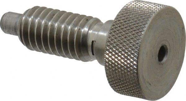 Gibraltar - 3/8-16, 3/4" Thread Length, 0.185" Max Plunger Diam, 1 Lb Init to 8 Lb Final End Force, Knob Handle Plunger - Knurled Knob, 0.94" Body Length, 3/4" Length Under Head/Shoulder, 0.218" Plunger Projection - Exact Tooling