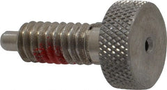 Gibraltar - 1/4-20, 0.4" Thread Length, 0.123 to 1/8" Max Plunger Diam, 0.5 Lb Init to 2 Lb Final End Force, Locking Knob Handle Plunger - Knurled Knob, 0.53" Length Under Head/Shoulder, 1/8" Plunger Projection - Exact Tooling