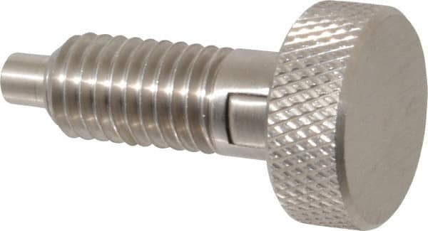 Gibraltar - 1/2-13, 0.65" Thread Length, 1/4 to 1/4" Max Plunger Diam, 0.5 Lb Init to 4 Lb Final End Force, Locking Knob Handle Plunger - Knurled Knob, 0.9" Length Under Head/Shoulder, 1/4" Plunger Projection - Exact Tooling