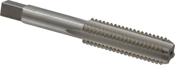 Interstate - 1/2-13 UNC 4 Flute Bright Finish High Speed Steel Straight Flute Standard Hand Tap - Bottoming, Right Hand Thread, 3-3/8" OAL, 1-21/32" Thread Length, H2 Limit, Oversize - Exact Tooling