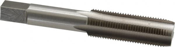 Interstate - 5/8-18 UNF 4 Flute Bright Finish High Speed Steel Straight Flute Standard Hand Tap - Plug, Right Hand Thread, 3-13/16" OAL, 1-13/16" Thread Length, H2 Limit, Oversize - Exact Tooling