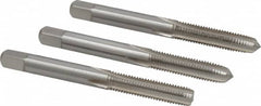 Interstate - 1/4-28 UNF, 4 Flute, Bottoming, Plug & Taper, Bright Finish, High Speed Steel Tap Set - Right Hand Cut, 2-1/2" OAL, 1" Thread Length - Exact Tooling