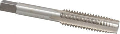Interstate - 7/16-14 UNC 4 Flute Bright Finish High Speed Steel Straight Flute Standard Hand Tap - Taper, Right Hand Thread, 3-5/32" OAL, 1-7/16" Thread Length, H3 Limit, Oversize - Exact Tooling