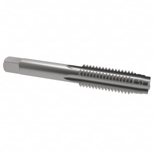 Interstate - 1/2-13 UNC 3B 4 Flute Bright Finish High Speed Steel Straight Flute Standard Hand Tap - Taper, Right Hand Thread, 3-3/8" OAL, 1-21/32" Thread Length, H3 Limit, Oversize - Exact Tooling