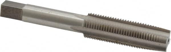 Interstate - 1/2-20 UNF 3B 4 Flute Bright Finish High Speed Steel Straight Flute Standard Hand Tap - Taper, Right Hand Thread, 3-3/8" OAL, 1-21/32" Thread Length, H3 Limit, Oversize - Exact Tooling