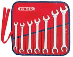 Proto - 7 Piece, 3/8" to 3/4", 12 Point Flare Nut Wrench Set - Inch Measurement Standard, Satin Finish, Comes in Pouch - Exact Tooling