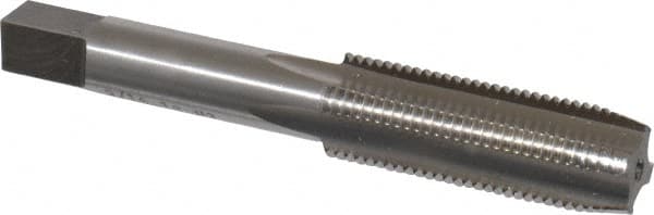Interstate - 9/16-18 UNF 4 Flute Bright Finish High Speed Steel Straight Flute Standard Hand Tap - Plug, Right Hand Thread, 3-19/32" OAL, 1-21/32" Thread Length, H3 Limit, Oversize - Exact Tooling