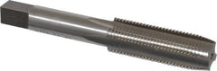Interstate - 9/16-18 UNF 4 Flute Bright Finish High Speed Steel Straight Flute Standard Hand Tap - Plug, Right Hand Thread, 3-19/32" OAL, 1-21/32" Thread Length, H3 Limit, Oversize - Exact Tooling
