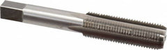 Interstate - 9/16-18 UNF 4 Flute Bright Finish High Speed Steel Straight Flute Standard Hand Tap - Bottoming, Right Hand Thread, 3-5/8" OAL, 1-21/32" Thread Length, H3 Limit, Oversize - Exact Tooling