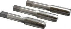 Interstate - 11/16-16 UNS, 4 Flute, Bottoming, Plug & Taper, Bright Finish, High Speed Steel Tap Set - Right Hand Cut, 4-1/32" OAL, 1-13/16" Thread Length - Exact Tooling